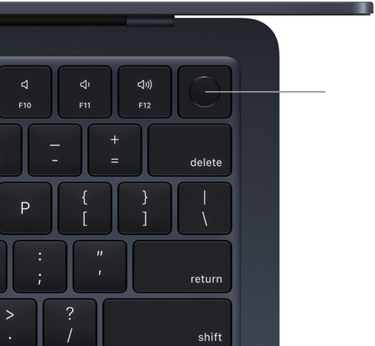 Draufsicht auf die MacBook Air Tastatur mit Touch ID