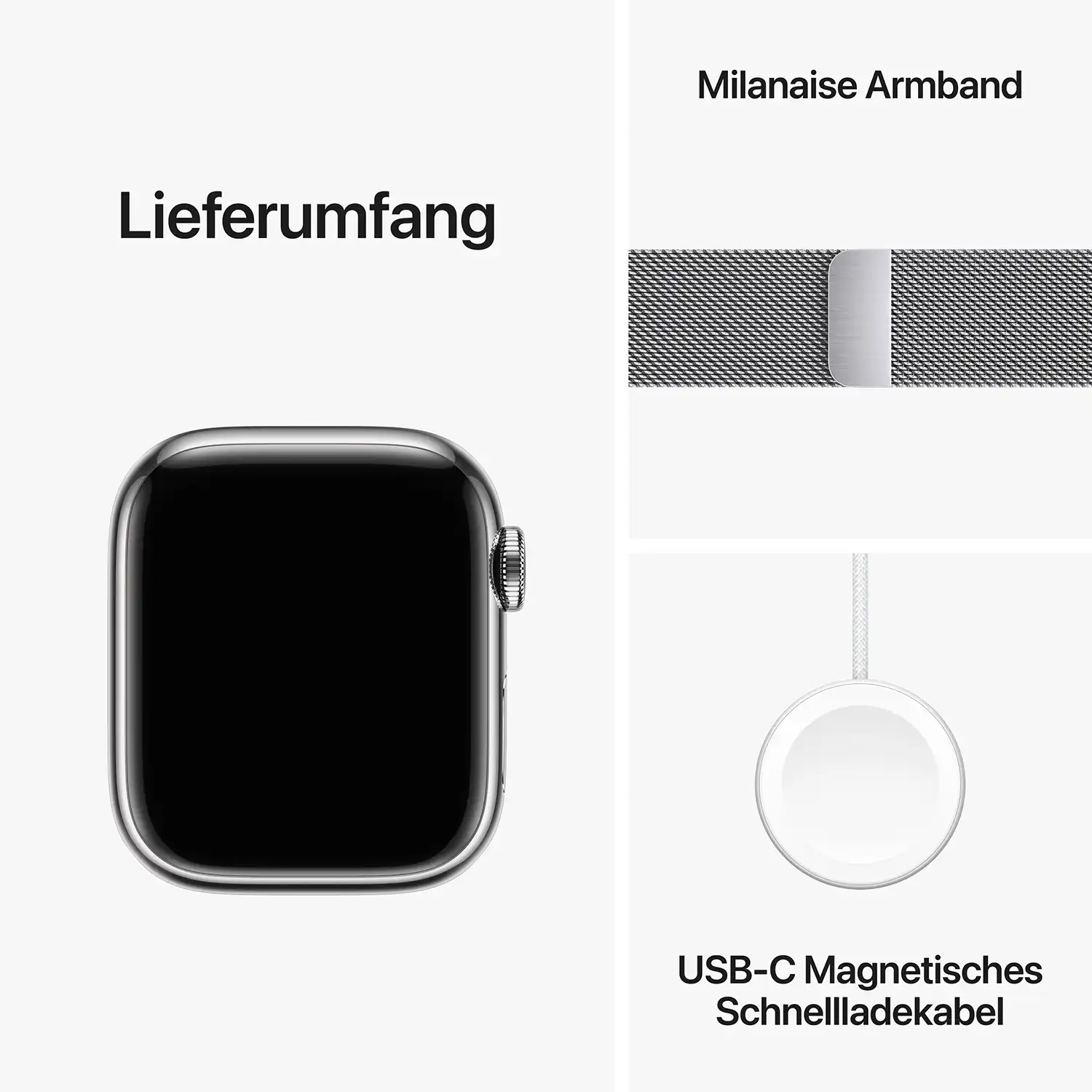 AppleWatch S9 Edelstahl Cellular 41mm Silber (milanaise silber)