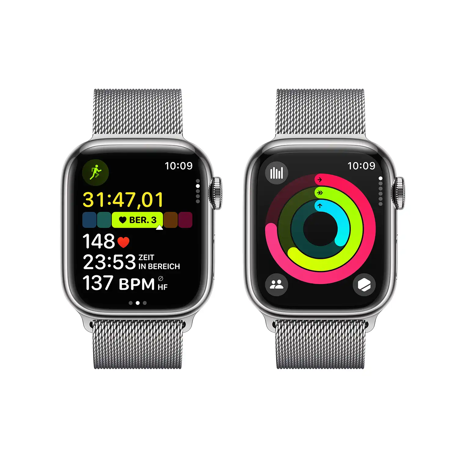 AppleWatch S9 Edelstahl Cellular 41mm Silber (milanaise silber)