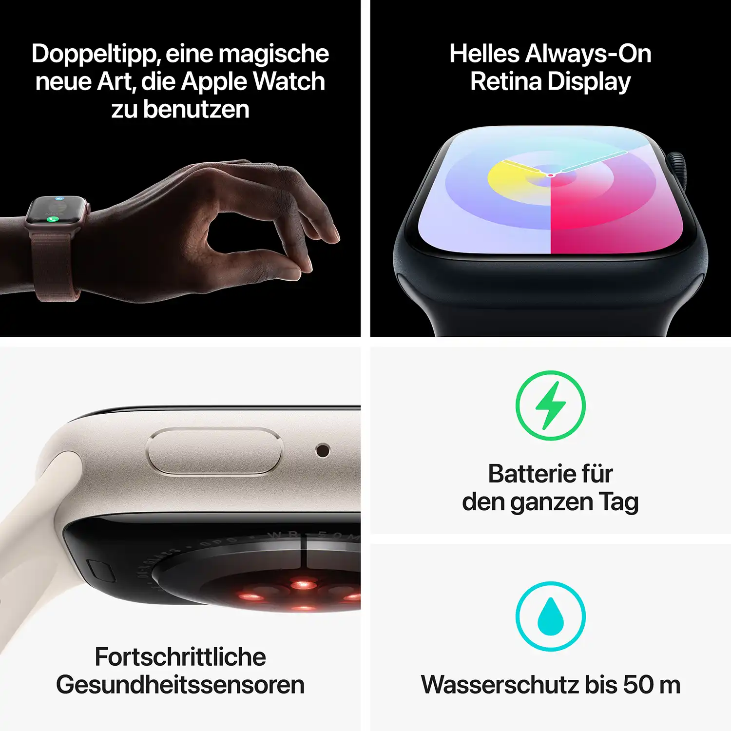 AppleWatch S9 Aluminium 41mm Mitternacht (Sportarmband mitternacht) S/M