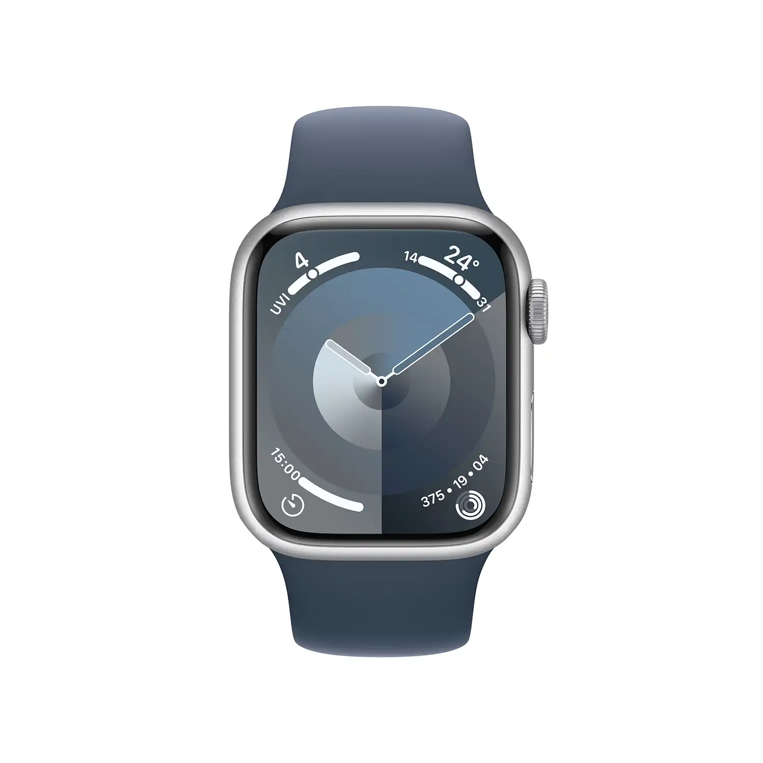 AppleWatch S9 Aluminium 41mm Silber (Sportarmband sturmblau) S/M