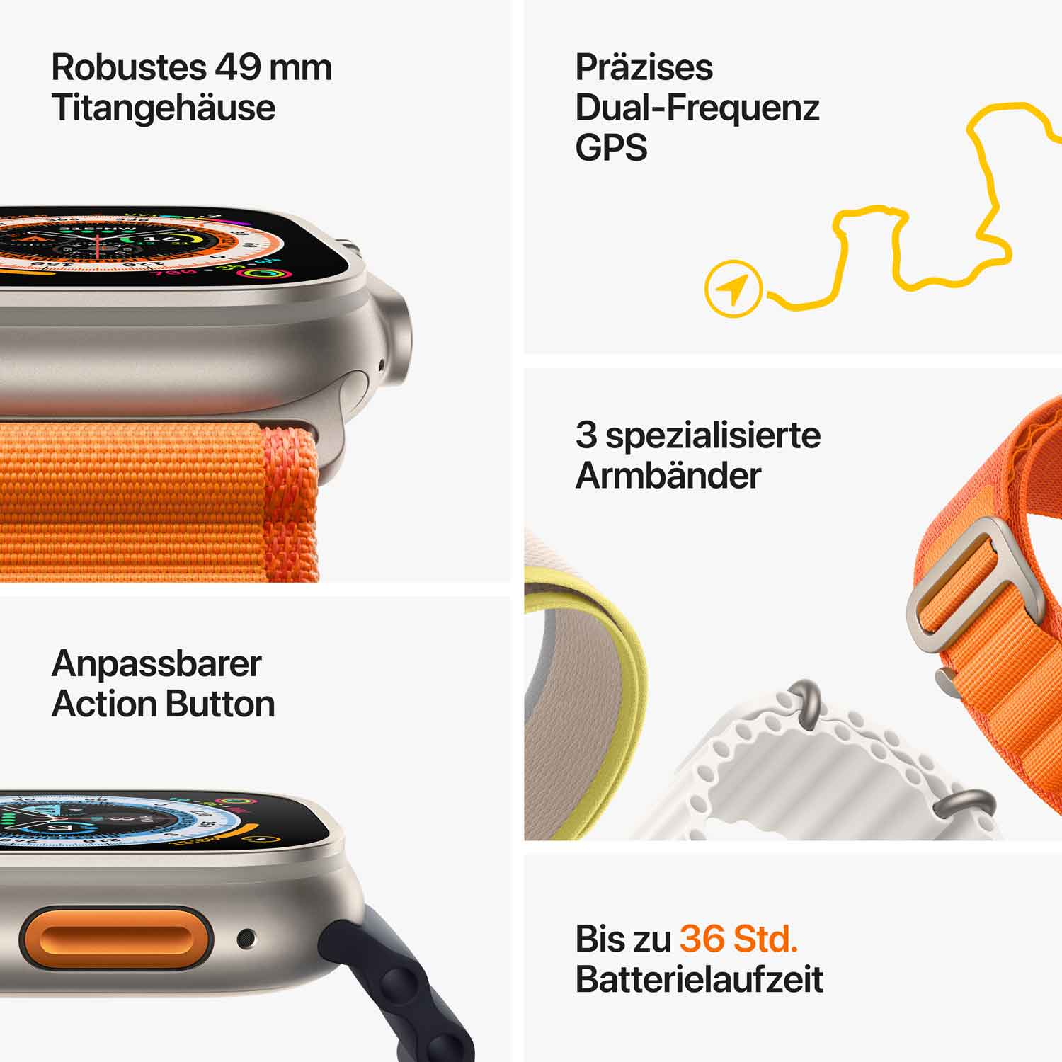 RP// Apple Watch Ultra Titanium Cellular 49mm (Alpine Loop orange) Medium