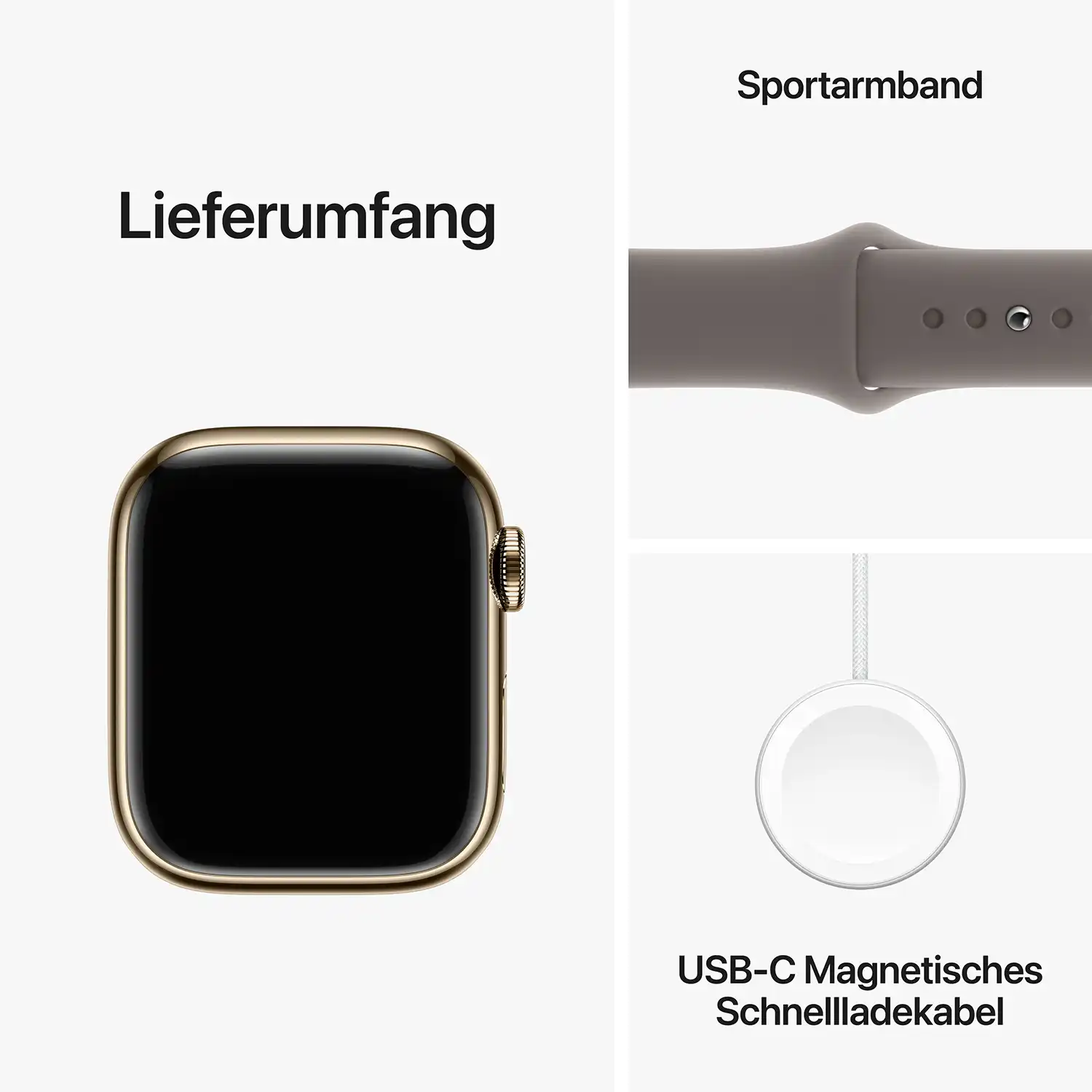 AppleWatch S9 Edelstahl Cellular 41mm Gold (Sportarmband tonbraun) S/M