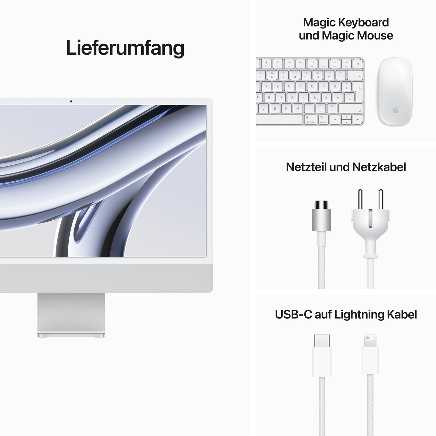 Apple iMac 24'' M3 8-Core CPU 8-Core GPU - 256GB - 8GB Silber - 2023